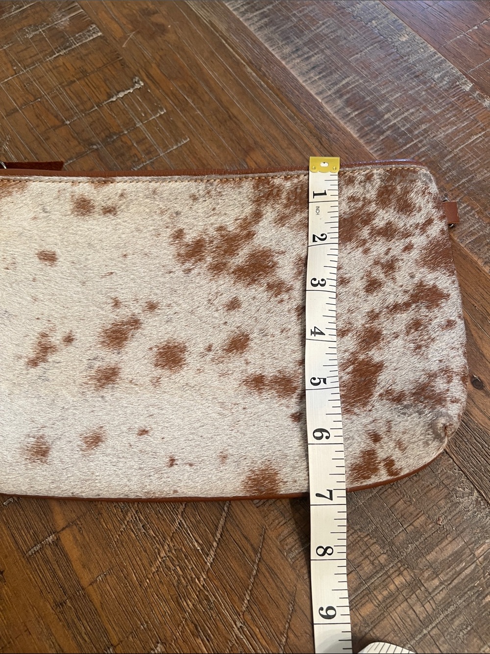 Spotted Cowhide Cosmetic Pouch in White and Brown - Unbranded Leather - Picture 10 of 10